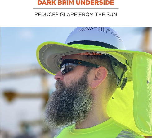 Ergodyne Chill Its 6661 Universal Hard Hat Brim Sun Shade with Neck Flap, Safety Helmet Sun Shield...