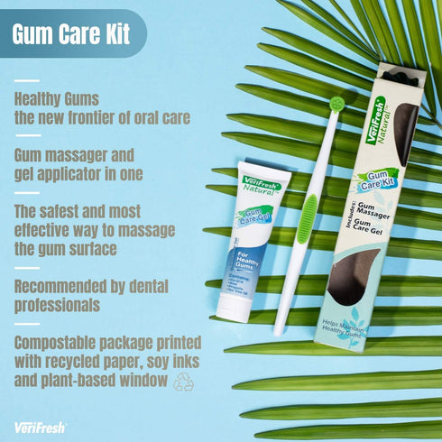 Gum Stimulator/Massager and All Natural Gum Gel - VeriFresh - Gum Care Kit for Healthy Gums...