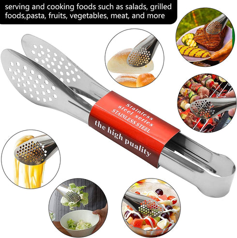 6 Pack Buffet Tongs,Stainless Steel Serving Tongs Serving Utensils 7Inch...