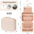 CUBETASTIC Travel Toiletry Bag, Portable Makeup Bag with Hanging Hook Waterproof Cosmetic Organizer Case 3 Compartment Leather Pouch for Toiletrie...