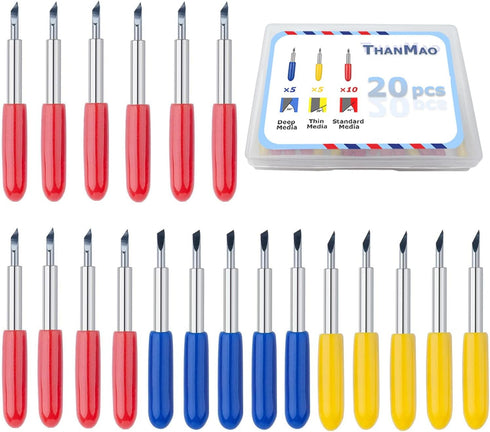 THANMAO 20 Pcs Replacement Blades Compatible with Explore Air 2/Air 3/Explore 4/Maker/Maker 3/Maker 4 Cutting Machines?5 Fine-Point Blades, 10 Sta...