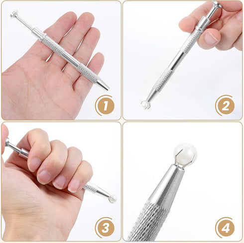 3Pcs 4 Prongs Jeweler's Pick up Tool, Stainless Steel Piercing Ball Grabber Tool, 4-Claw Pick up Tool for Small Parts Pickup, Pick Up Tool for Tin...