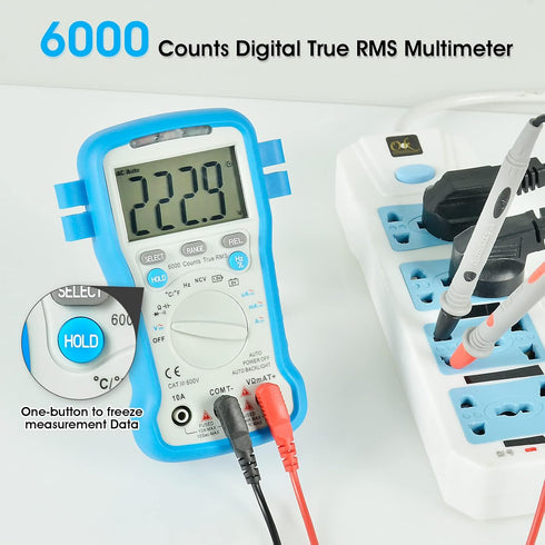 Multimeter 6000 Count TRMS Electrical Tester, Kethvoz 600V Voltmeter Battery Tester Measure AC DC Voltage Current Ohm Capacitance Temperature, Car...