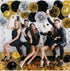 Black and Gold Party Decorations - DIY Tissue Paper Pom Poms Flowers, Tassel, Balloons, Hanging Swirl, Paper Circle Garland for Graduation and Ret...