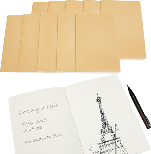 GIFTEXPRESS 8.3" x 5.5" Sketch Book - 4 Pack Unlined Blank Drawing Notebook 60 Pages, 30 Sheets - 80 GSM Acid Free Paper Art Journal Supplies for ...
