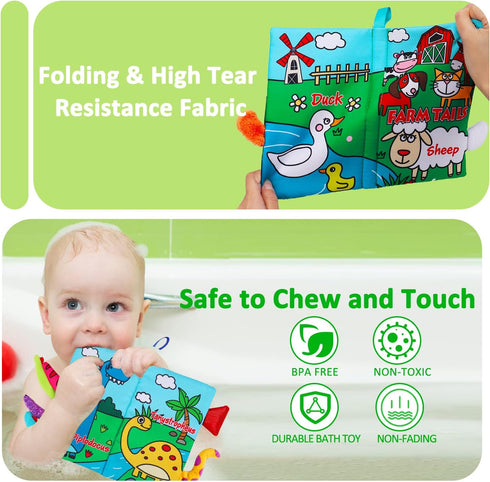 2 PCS High Contrast Crinkle Baby Books 0-6 Months Interactive Sensory Baby Toys 9-12 Month Montessori Activities Touch Feel Infant Book 0-3-6 Mont...