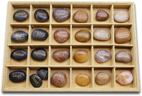 BigOtters Rocks with Inspirational Words, 25 Different Words Encouragement Gratitude Rocks for Meditation Birthday Graduation Gift...