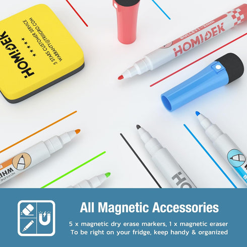 White Board Dry Erase Calendar: Weekly Menu Board Meal Planner Magnetic and Monthly Calendar for Fridge with Reusable Whiteboard Checklist, Dry Er...