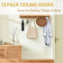 HULISEN 2.9" Large Ceiling Hooks, 12 Pcs Heavy Duty Screw-in Wall Hooks, Vinyl Coated Sturdy Screw Cup Hook for Hanging Plants, Mugs, Wind Chimes,...