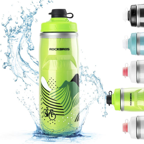 ROCKBROS Bike Water Bottle 21oz Bicycle Water Bottle for 5hrs Insulation Sports Squeeze Water Bottle with Leakproof Design...