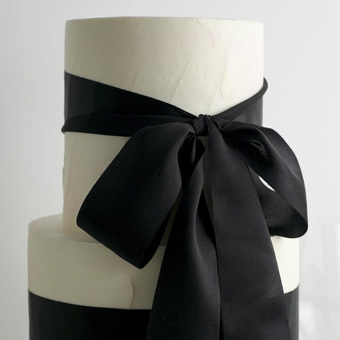 MEEDEE Black Silk Ribbon 2 Inch Silk Ribbon Black Pure Silk Hair Ribbon Black Satin Silk Ribbon 5 Yards On Spool Black Ribbon for Crafts, Wedding ...