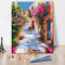 Mediterranean Town Scenery Paint by Numbers Kit for Adults, Street Filled with Colorful Flowers DIY Paint by Numbers, Watercolor Natural Landscape...