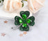 Gyn&Joy Gun Metal Tone Antique Inspired Emerald Green Crystal Rhinestones Four Leaf Clover Brooch Pin...