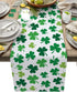 St Patrick's Day Green Shamrocks/Clover Table Runners Cotton Linen Non-Slip Rectangle Dresser Scarves for Spring Party Holiday Kitchen Dining Banq...