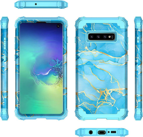 Casetego Compatible with Galaxy S10 Case,Shockproof 3 Layer Heavy Duty Hard PC+Soft Silicone Bumper Rugged Anti-Slip Protective Cover Cases for Sa...
