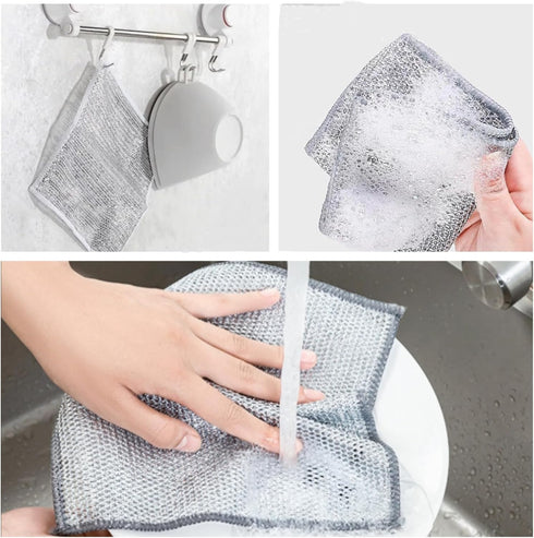 2024 New Cleaning Sponges Multipurpose Wire Miracle Cleaning Cloths, 6 Pack Wire Dishwashing Rags for Non-Stick Cookware, Kitchen, Sinks, Scrubs &...