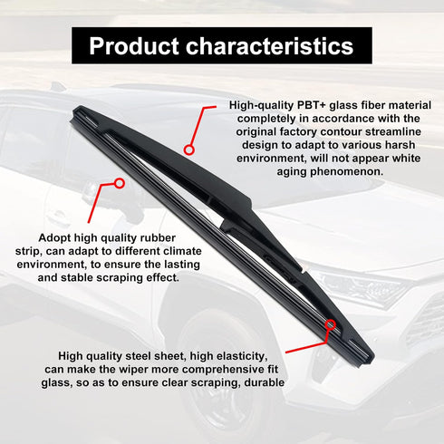 Rear Wiper Blade Compatible with Toyota RAV4 Rear Wiper Blade 2013-2018, 85242-42040 Back Windshield Rear Wiper Blade Replacement, 10 inch Rear Wi...