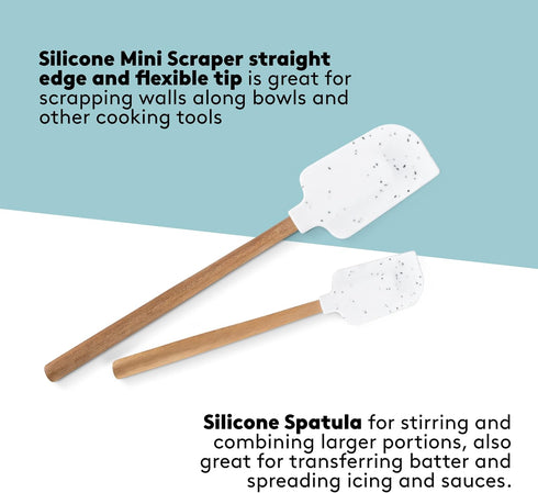 Real Simple Silicone Spatulas and Wooden Spoons for Cooking Set | Wooden Spoon, Wooden Spatula and 2 Silicone Spatulas for Nonstick Cookware | Hea...