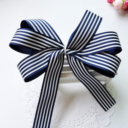 Blue and White Striped Ribbon,Blue Taffy Grosgrain Ribbon 1 Inch Christmas Gift Wrap Ribbon for DIY Hair Bow Scrapbooking Party Wedding Holiday De...