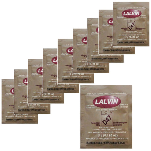 10x Lalvin D47 Yeast White and Blush Wines 5g Homebrew Wine Making 4.5L-23L...