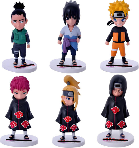 Mini Japan Ninja Anime PVC Action Figures Toys Collective Dolls with Stands (21st Generation), 6 Pieces...
