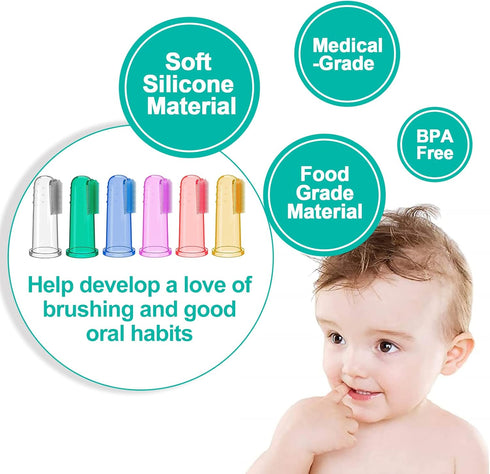Baby Toothbrush Set, 6 Pcs Soft Infant Finger Toothbrush with 6 Boxes, Newborns Toddler Silicone Baby Tooth Brush 0-6 Months 6-12 Months...