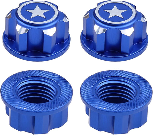 17mm Wheel Nuts & 17mm Hex Wheel Wrench Tool for Traxxas X-Maxx E Revo Summit T-Maxx RC Monster Truck Wheels Tires (4-Pack) (Blue Nut)...