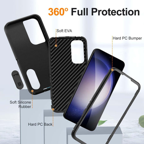 for Galaxy S24 Plus Case Galaxy S24+ Plus Case with Kickstand Case 3-Layer Military Grade Protective Case Cover Silicone Shockproof for Samsung Ga...