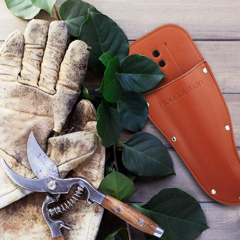Garden Pruner Sheath, Pruner Tool Holster, Premium PU Leather Holster Protective Case Cover Scabbard for Gardening Pruning Shears Scissor - Brown...