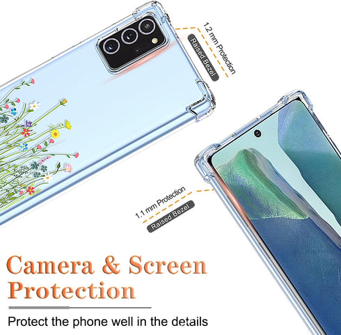 Phone Case for Galaxy Note 20 5G Case, Samsung Note 20 SM-N981U Case, Clear Case Flower Garden Patterns Protective Phone Cover for Samsung Galaxy ...
