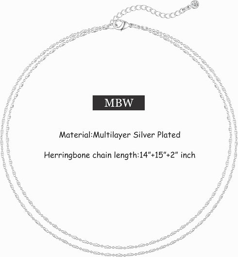 MBW Layered Necklaces for Women, Dainty Silver Plated Snake Twist Rope Chain Necklace for Women Simple Herringbone Thin Snake Chain Satellite Chok...