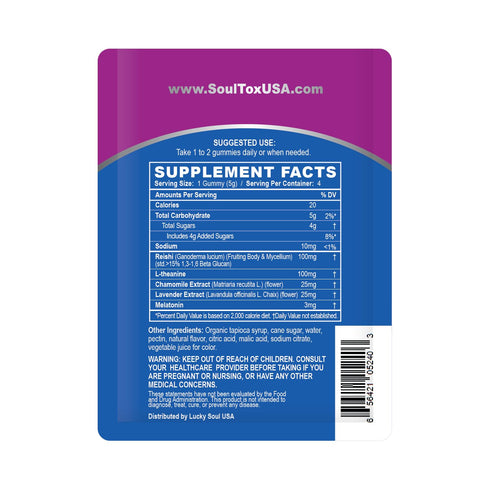 Soultox Sleep Mushroom Gummy Packs - Berry Flavor - Reishi Mushrooms, Melatonin, Botanicals - Enhanced Wellness Blend - All-Natural Vegan Formulat...