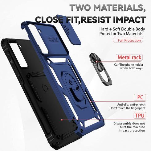 Protective Case with Screen Protector for Samsung Galaxy S21 5G - Dual Layer, Magnetic Ring Holder, Kickstand, Drop Tested - Navy Blue......
