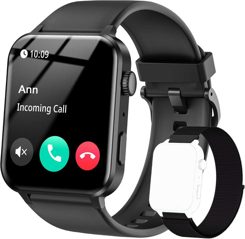 IOWODO Smart Watch for Men Women - 1.85''HD Screen with Make and Answer Calls, with AI Voice Assistant, SpO2/Heart Rate/Sleep Monitor, 100+ Sports...