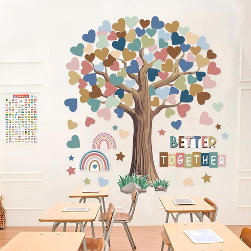 Adduster 108 Sheet Tree Bulletin Board Set - Classroom Tree Bulletin Board Set Heart Cutouts Classroom Bulletin Tree Wall Decor Supplies for Schoo...