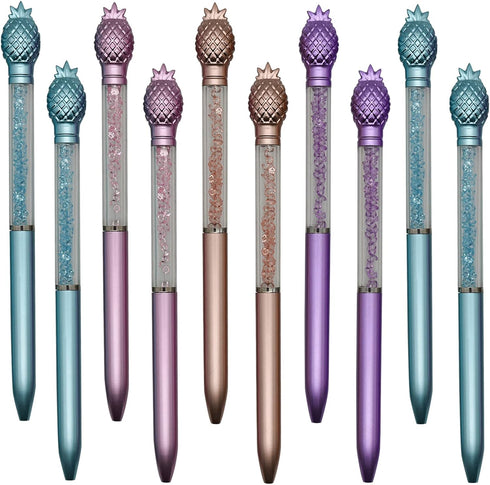 Maydahui 24PCS Pineapple Ballpoint Pen Retractable Fruit Pens Crystal Quicksand Bling Pen Black Ink for Party School Office Supplies...