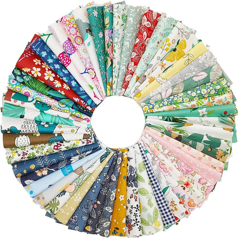 Fat Quarters Fabric Bundles, 50 pcs/lot Top Cotton 5.9" x 5.9" (15cm x 15cm) Squares Patchwork, Precut Quarter Sheets & Different Pattern for DIY ...