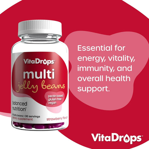 Multivitamin Jelly Beans, Women & Men, Source of Vitamin A C D E B-3 B-6 & Biotin, Supports Immune System, Pectin Based, Vegan & Gluten Free, Stra...
