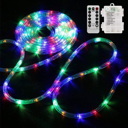 LED Rope Lights Battery Operated String Lights-40Ft 120 LEDs 8 Modes Outdoor Waterproof Fairy Lights Dimmable/Timer with Remote for Camping Party ...