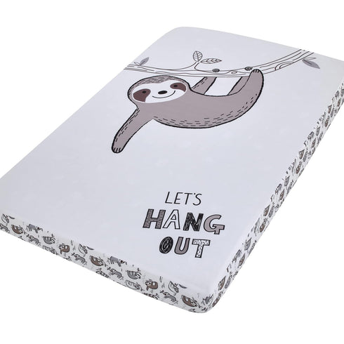 Little Love by NoJo Let's Hang Out Grey and Ivory Sloth Photo Op Fitted Mini Crib Sheet...