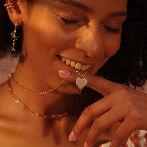 Gold Heart Necklace for Women Layered Initial Pendant Necklace Paperclip Gold Chain Aesthetic Jewelry Personalized 14k Gold Plated Necklaces...