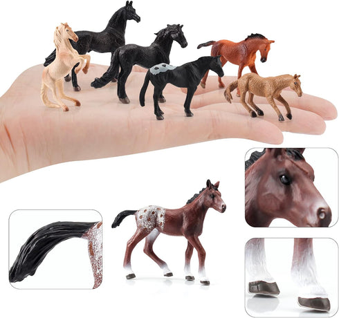 Mini Horse Toys Figurines Set 7PCS Plastic Horse Stable Playset for Girls Small Horse Figures Christmas Birthday Gift Educational Toy for Toddlers...