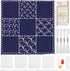 WEBEEDY DIY Sashiko Placemat Kit with Traditional Japanese Sashiko Pattern Template Fabric Embroidery Stitching Sashiko Table Mats with Instructio...
