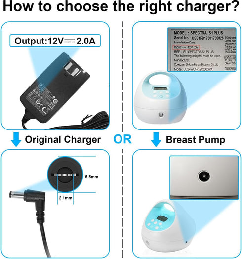 for Spectra Pump Charger, Power Cord for S1, S2, Plus, S3 Pro, SG Synergy Gold, SPS100, SPS200, 10FT Charging Cable, Led Light (Black)...