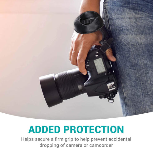 Movo Photo HSG-6 Premium Alternative Leather Padded Secure Camera Hand Strap for Canon EOS, Nikon, Sony, Olympus, Pentax, Panasonic DSLR and Mirro...