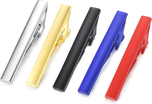 HONEY BEAR 5pcs Mens Tie Clip Set Tie Bar Normal Size for Wedding Gift 5.4cm Without Box...