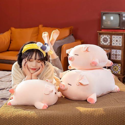 Cute Kawaii Pig Plush Pillows Stuffed Animal Hugging Pillow, Soft Pig Stuffed Cuddle Plush Toys, Birthday Gifts for Girls Girlfriend… (Squint, 15....