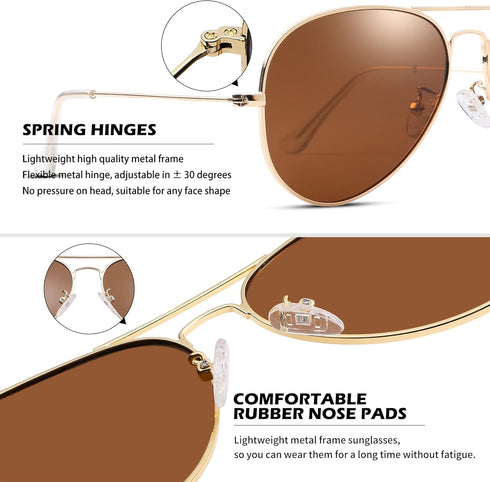Pro Acme Classic Polarized Aviator Sunglasses for Men and Women UV400 Protection...