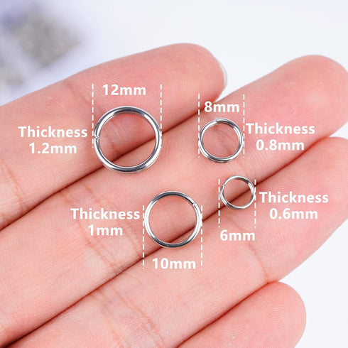 400 Pieces Premium 304 Stainless Steel Split Ring Double Jump Ring Small Key Chain Ring for Ornament Crafts, 4 Sizes(6mm 8mm 10mm 12mm Diameter)...