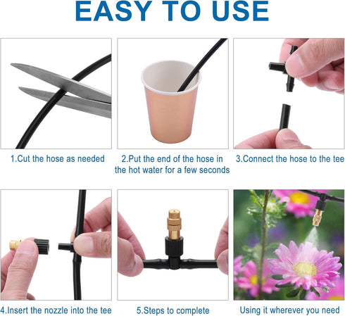 ACBungji 30pcs Brass Misting Nozzles Three-way Connector Drip Irrigation Nozzle 4/7 Inches Adjustable Atomizing Nozzle Cooling Misting System for ...